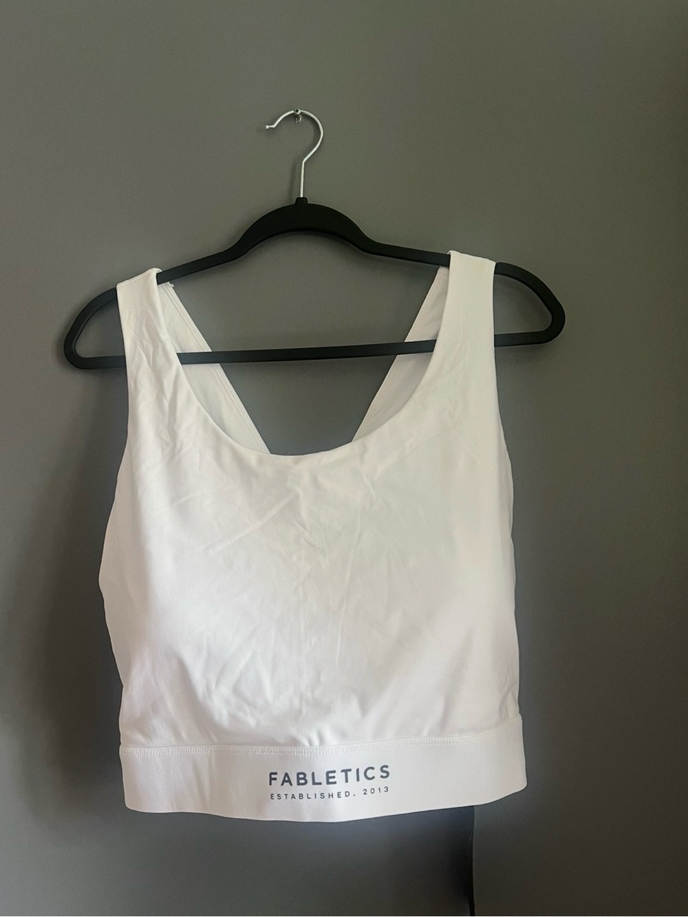 Fabletics White Scoop Neck Crop Sports Bra